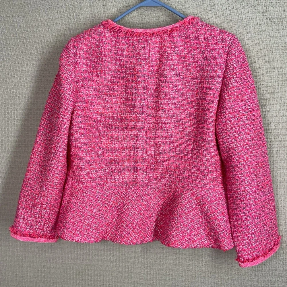 Talbots Pink Tweed Peplum Blazer Sz 6 Jacket Career Church Preppy New$169 Barbie